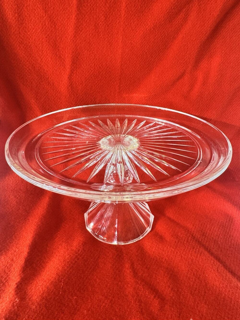 Clear Glass Pedestal Dessert Stand 8” Wide 4¾” Tall Display for Candle Macarons